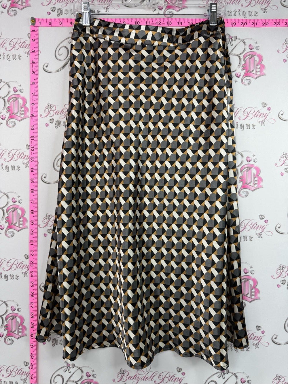 Vero Moda skirt shiny long Geometric Circle pencil Skirt in Black, Cream & Gold